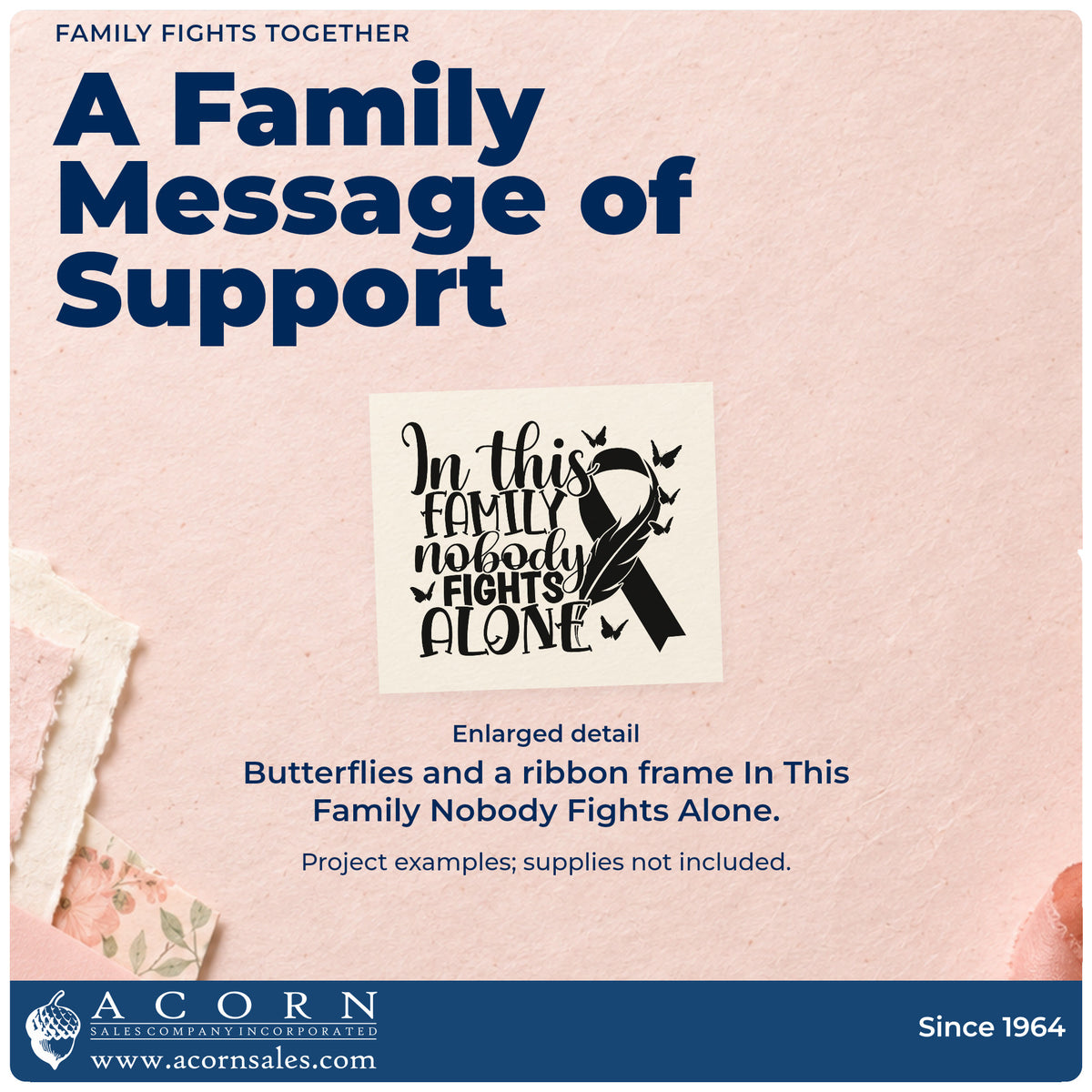 Family Fights Together Rubber Stamp – Duo Hand design shown close up for craft and DIY project inspiration.