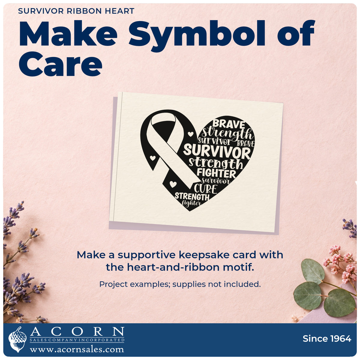 Finished handmade project created with the Survivor Ribbon Heart Lettering Pre-Inked Stamp – Slim.