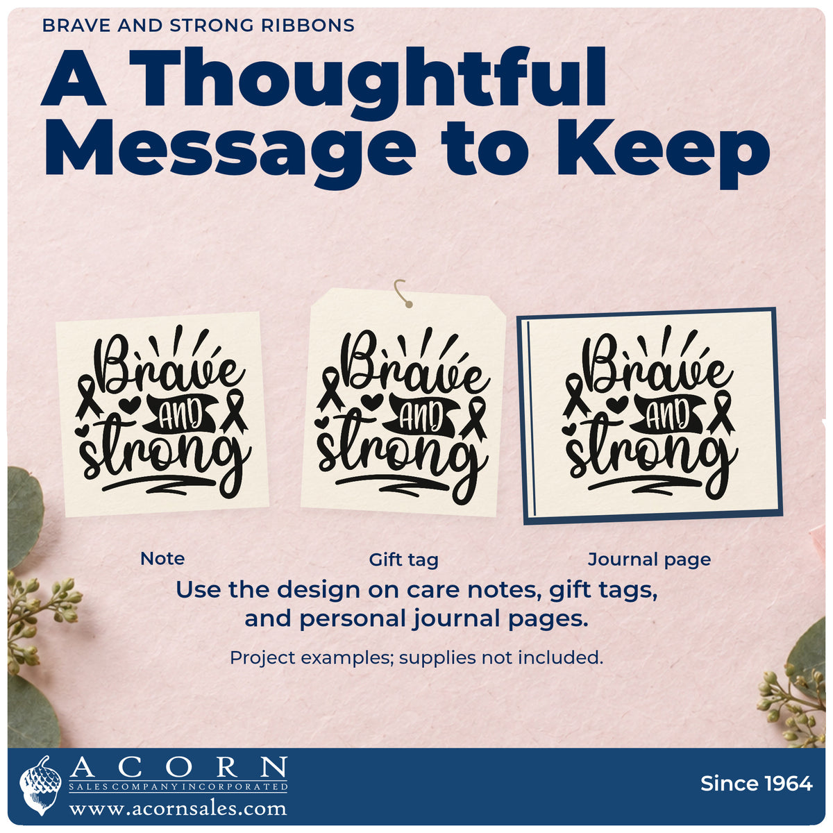 More project ideas and possibilities using the Brave And Strong Ribbons Self-Inking Stamp.