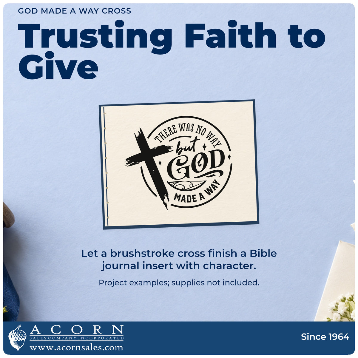 A finished handmade project stamped with the God Made A Way Cross Pre-Inked Stamp – Slim, ideal for graduation cards.