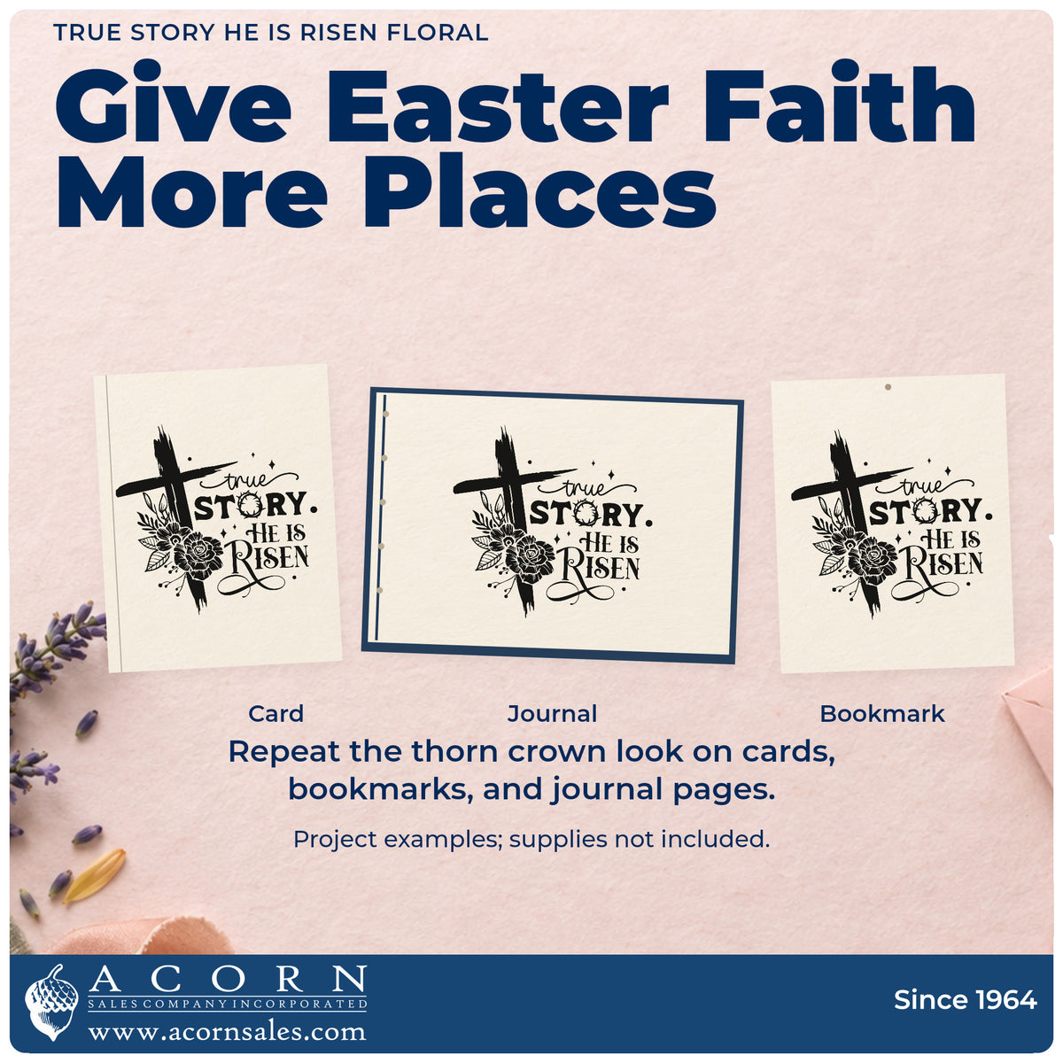 More project ideas and possibilities using the True Story He Is Risen Floral Slim Pre-Inked Stamp.