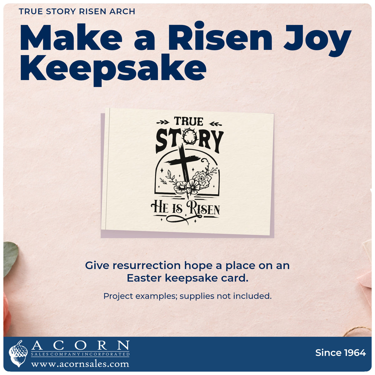 A finished handmade project stamped with the True Story Risen Arch With Cross Rubber Stamp – Duo Hand, ideal for holiday dinner menus.