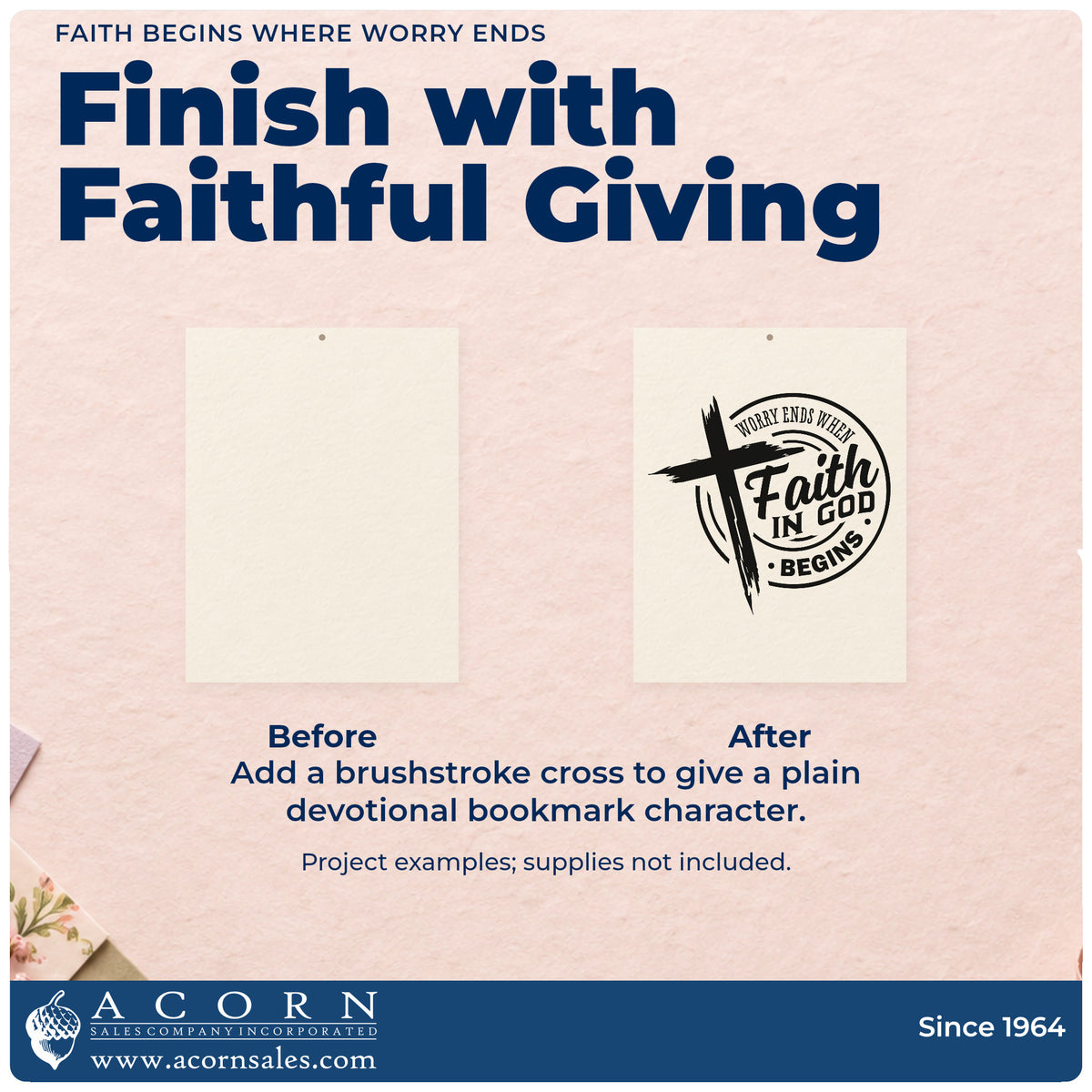 Worry Ends Where Faith In God Begins Brushstroke Cross Hand Stamp – Duo adding the finishing touch to handmade gifts and packaging.