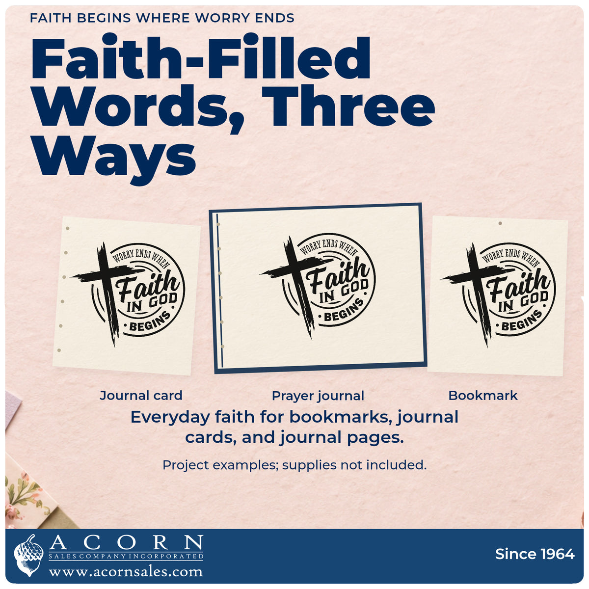 More project ideas and possibilities using the Worry Ends Where Faith In God Begins Brushstroke Cross Hand Stamp – Duo.