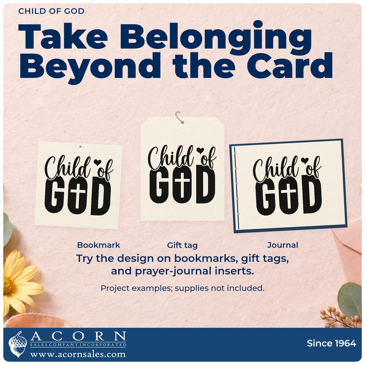 Three project examples made with the Child Of God Pre-Inked Stamp – PSI, including onesie stamping.