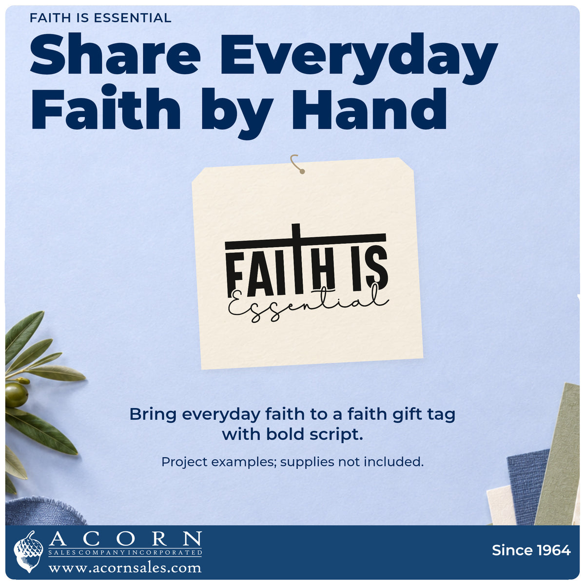 A finished handmade project stamped with the Premium Wooden Faith Is Essential Script Lettering Stamp - Vintage Pro, ideal for journal cover stamping.