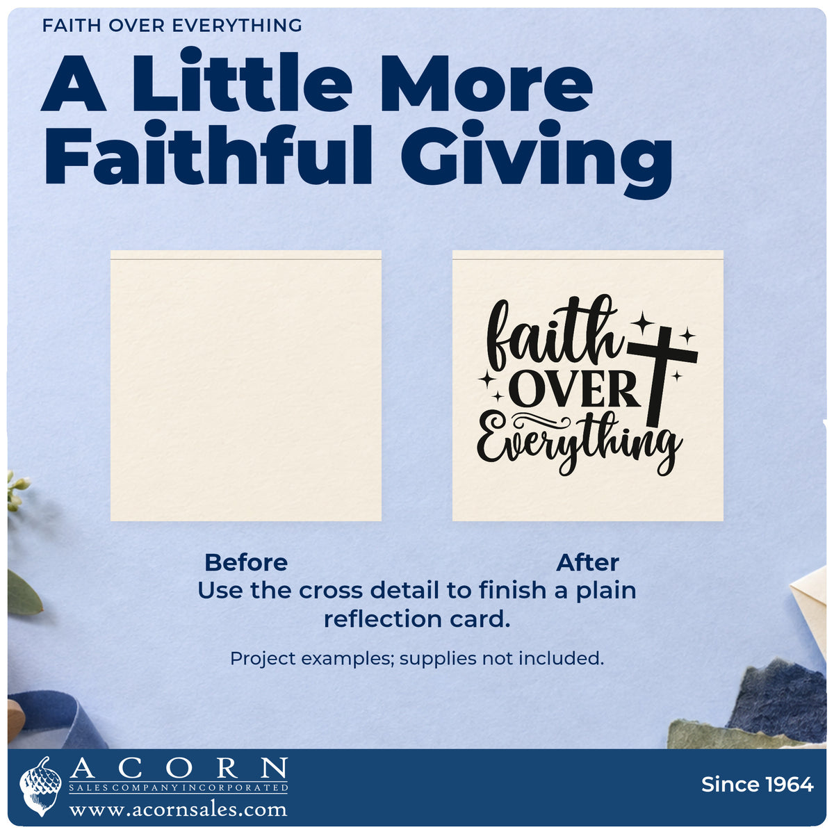 Faith Over Everything Self-Inking Stamp adding the finishing touch to handmade gifts and packaging.
