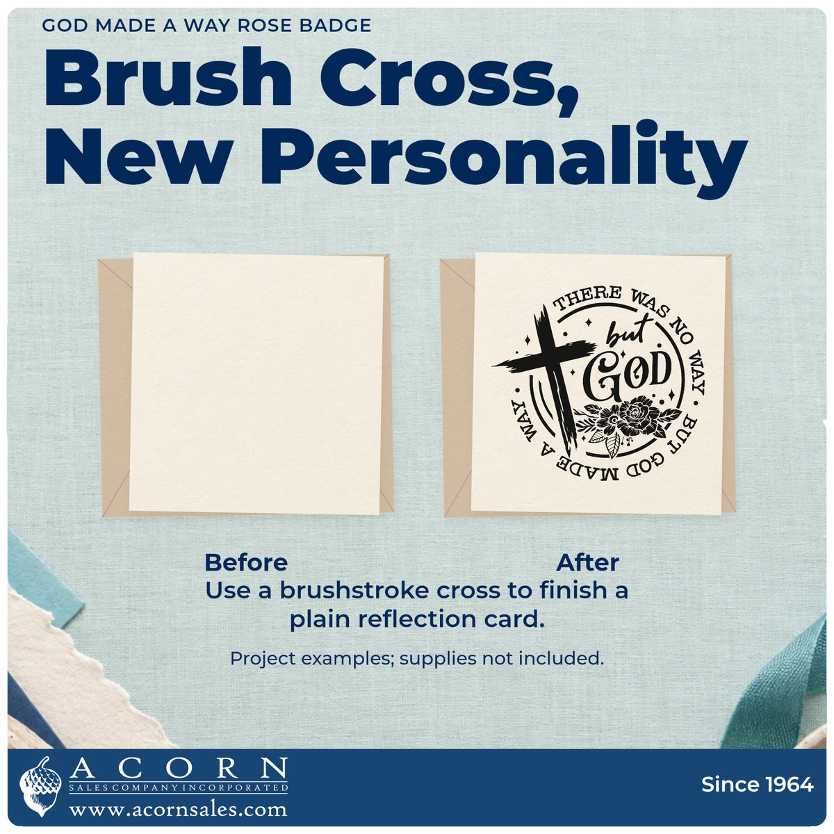 Duo Hand God Made A Way Rose Badge Rubber Stamp adding the finishing touch to handmade gifts and packaging.