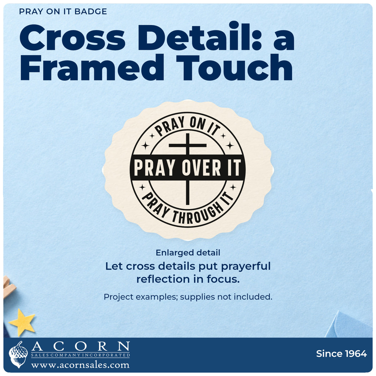 Pray On It, Pray Over It, Pray Through It Self-Inking Stamp design shown close up for craft and DIY project inspiration.