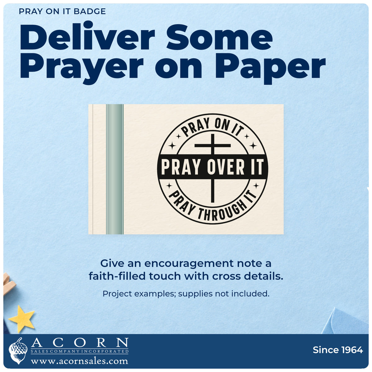 Finished handmade project created with the Pray On It, Pray Over It, Pray Through It Self-Inking Stamp.