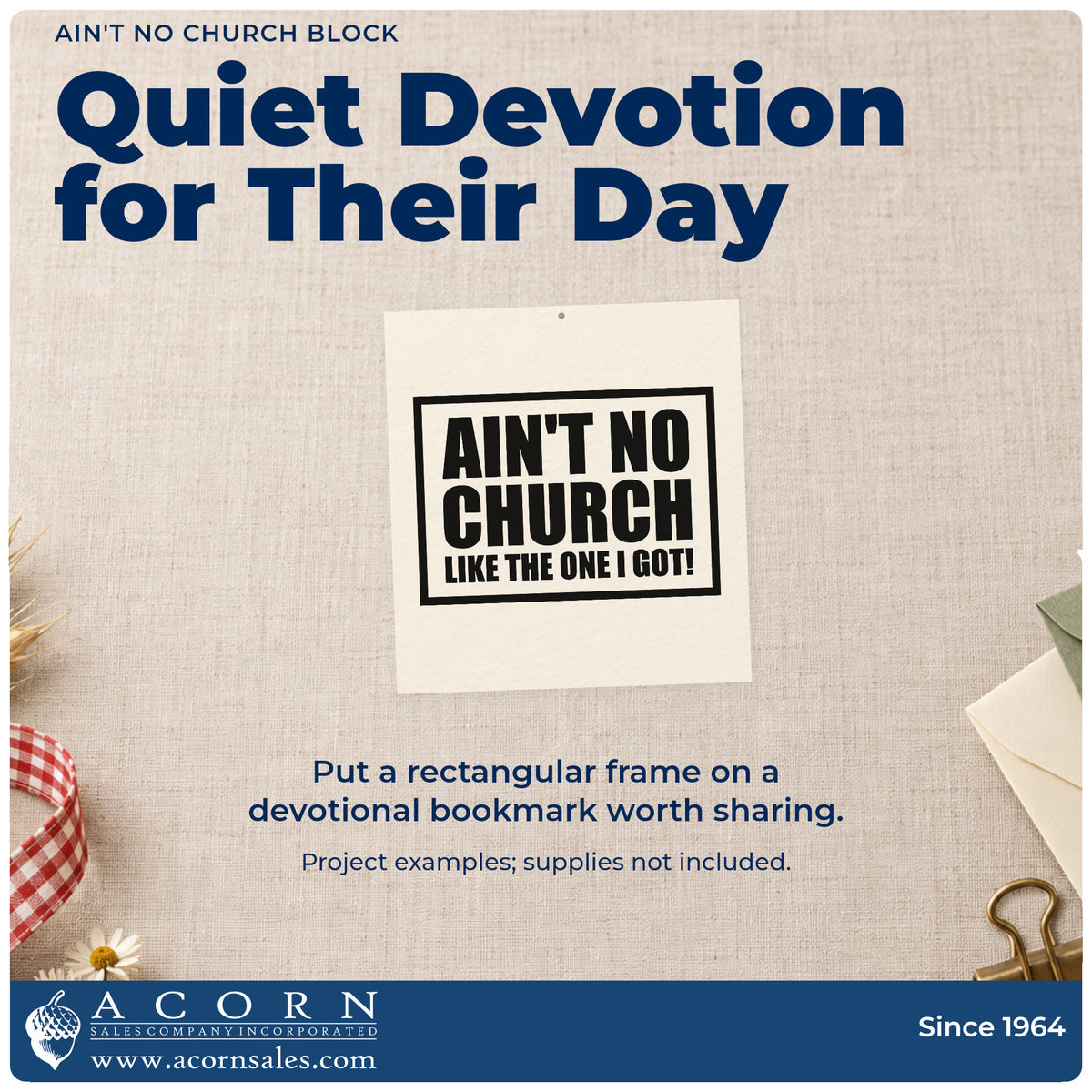 A finished handmade project stamped with the Ain't No Church Like The One I Got Pre-Inked Stamp – PSI, ideal for member welcome gifts.