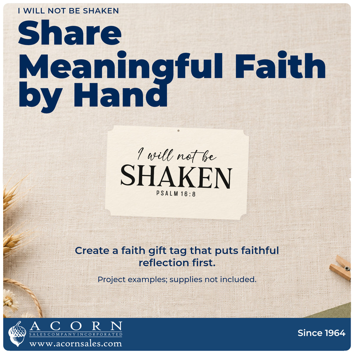 A finished handmade project stamped with the I Will Not Be Shaken Serif Lettering Rubber Stamp – Duo Hand, ideal for crisis support notes.