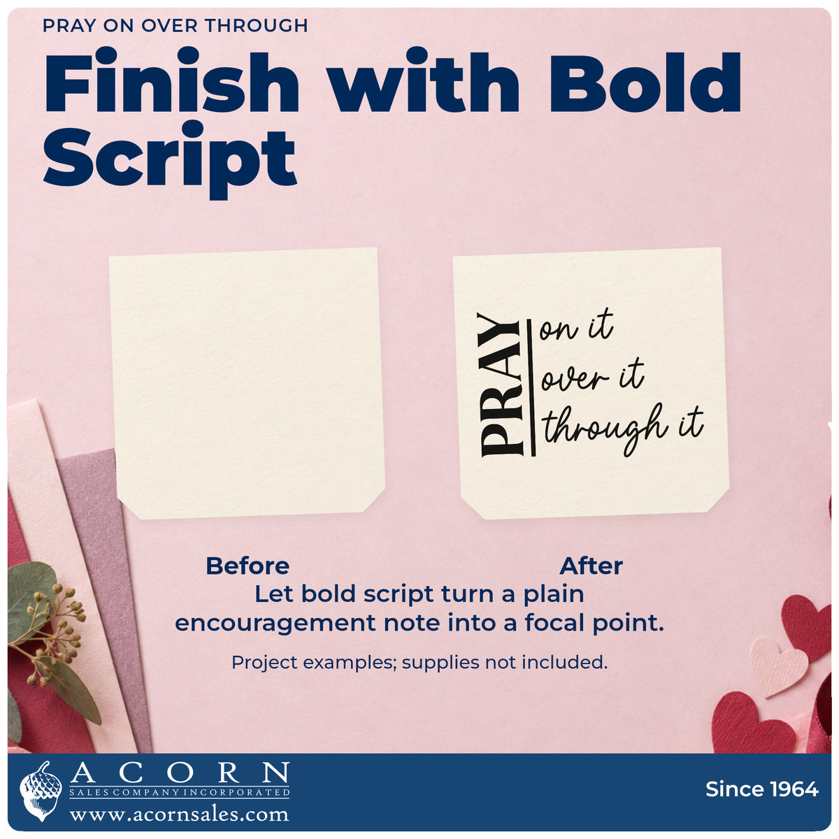 Pre-Inked Pray Vertical Word Stack Stamp – PSI adding the finishing touch to handmade gifts and packaging.
