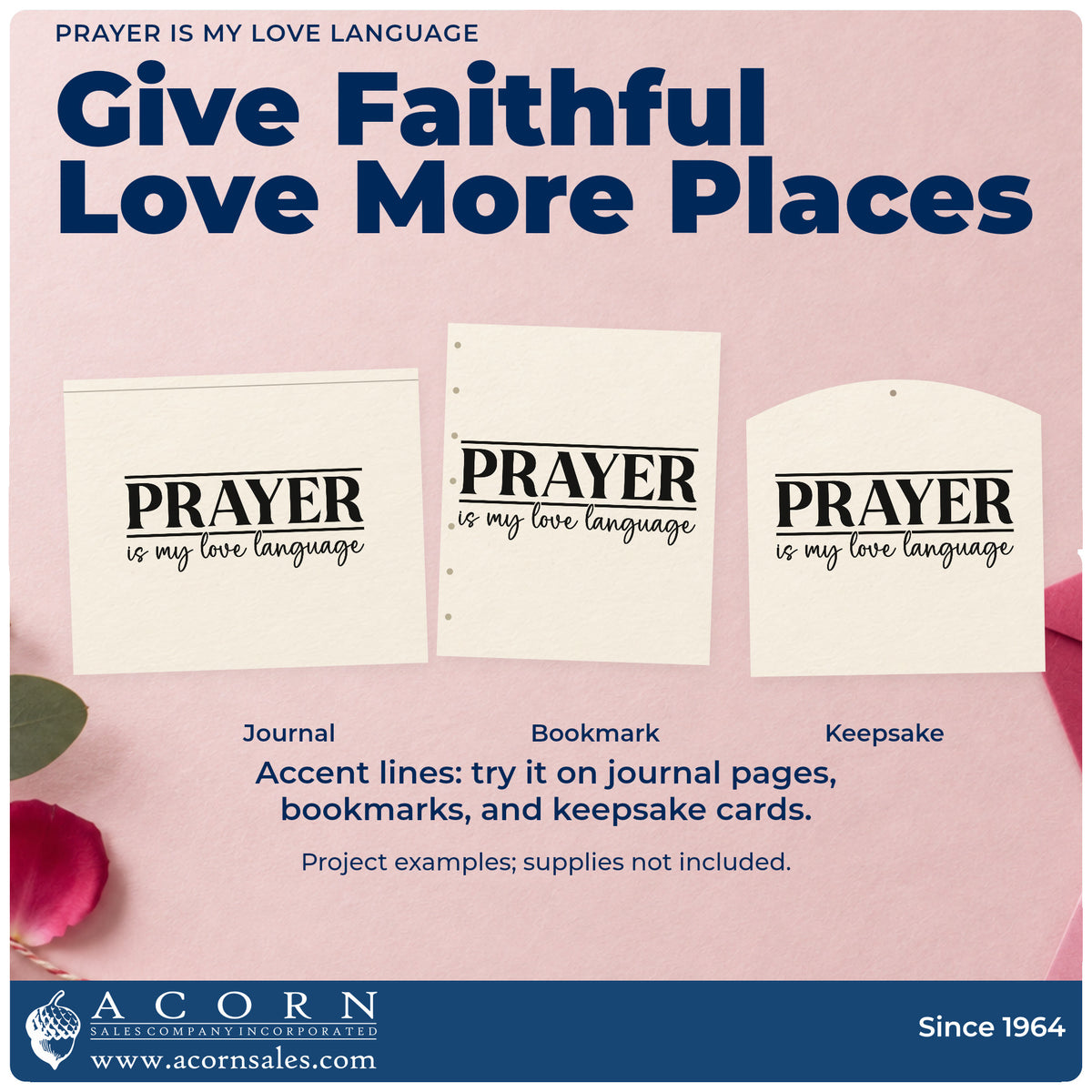 Three project examples made with the Prayer Is My Love Language Pre-Inked Stamp – PSI, including prayer team tees.
