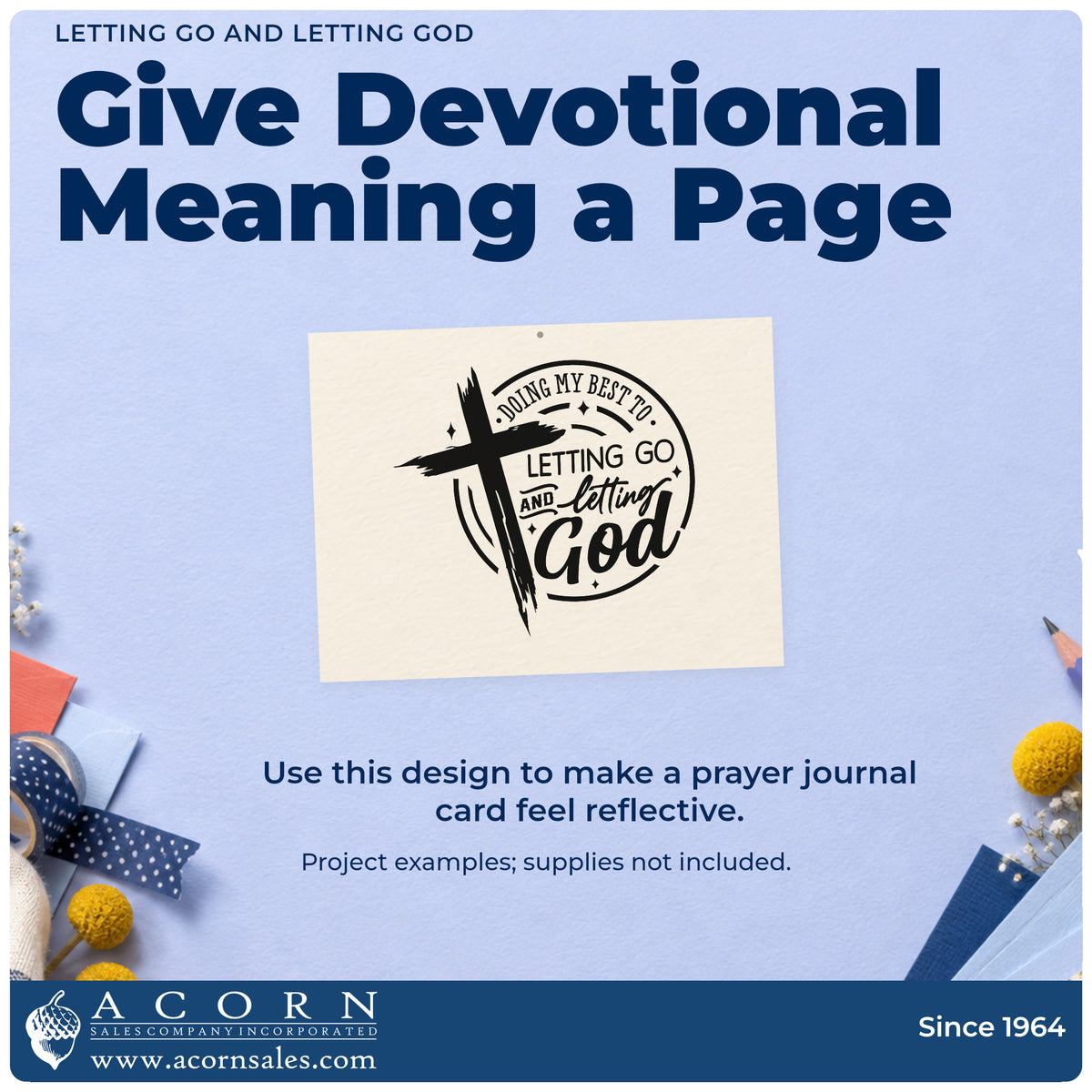 A finished handmade project stamped with the Doing My Best At Letting Go And Letting God Self-Inking Stamp, ideal for empty nest gifts.