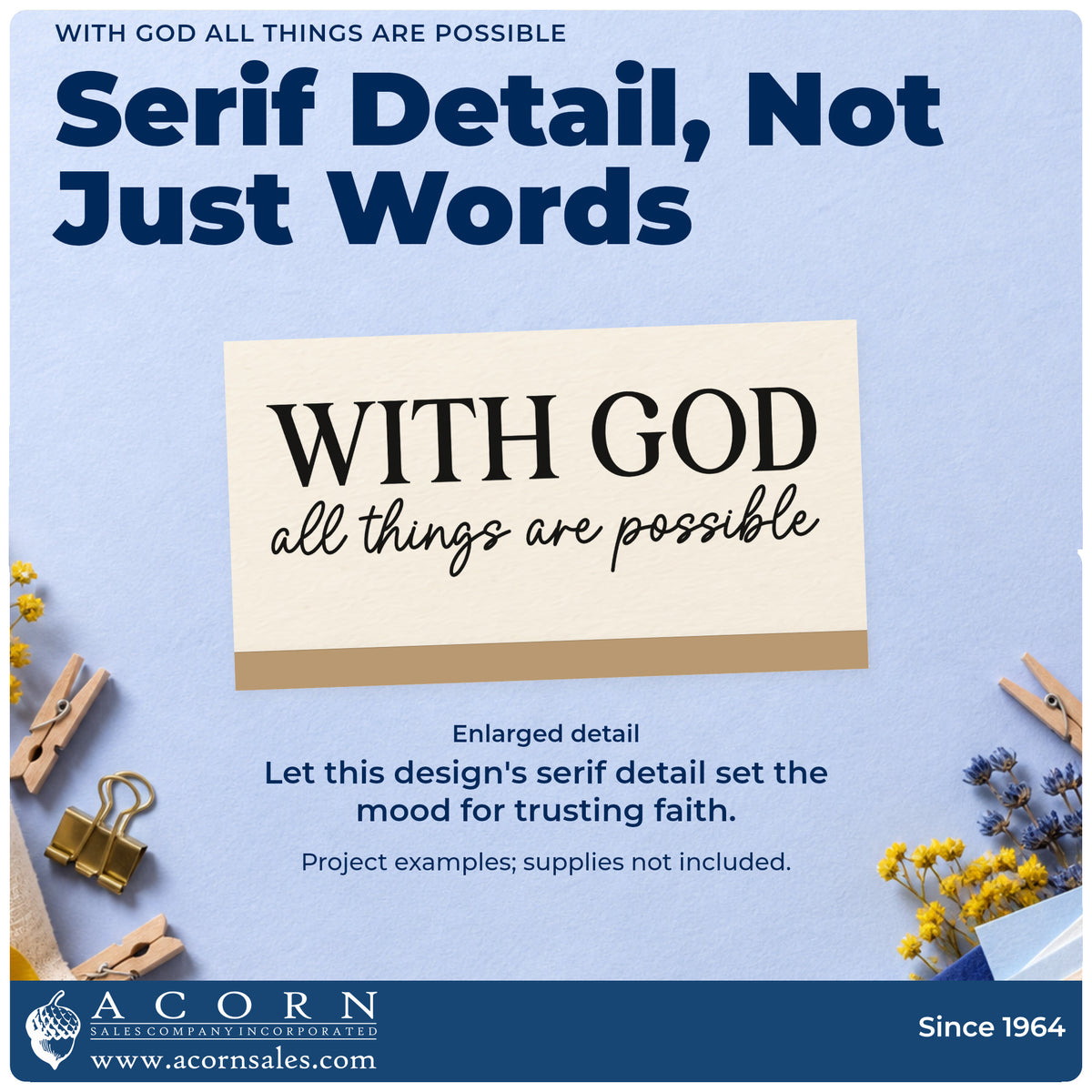 With God All Things Are Possible Pre-Inked Stamp – PSI design shown close up for craft and DIY project inspiration.