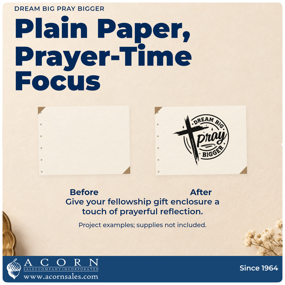 Dream Big, Pray Bigger Brushstroke Cross Hand Stamp – Duo adding the finishing touch to handmade gifts and packaging.