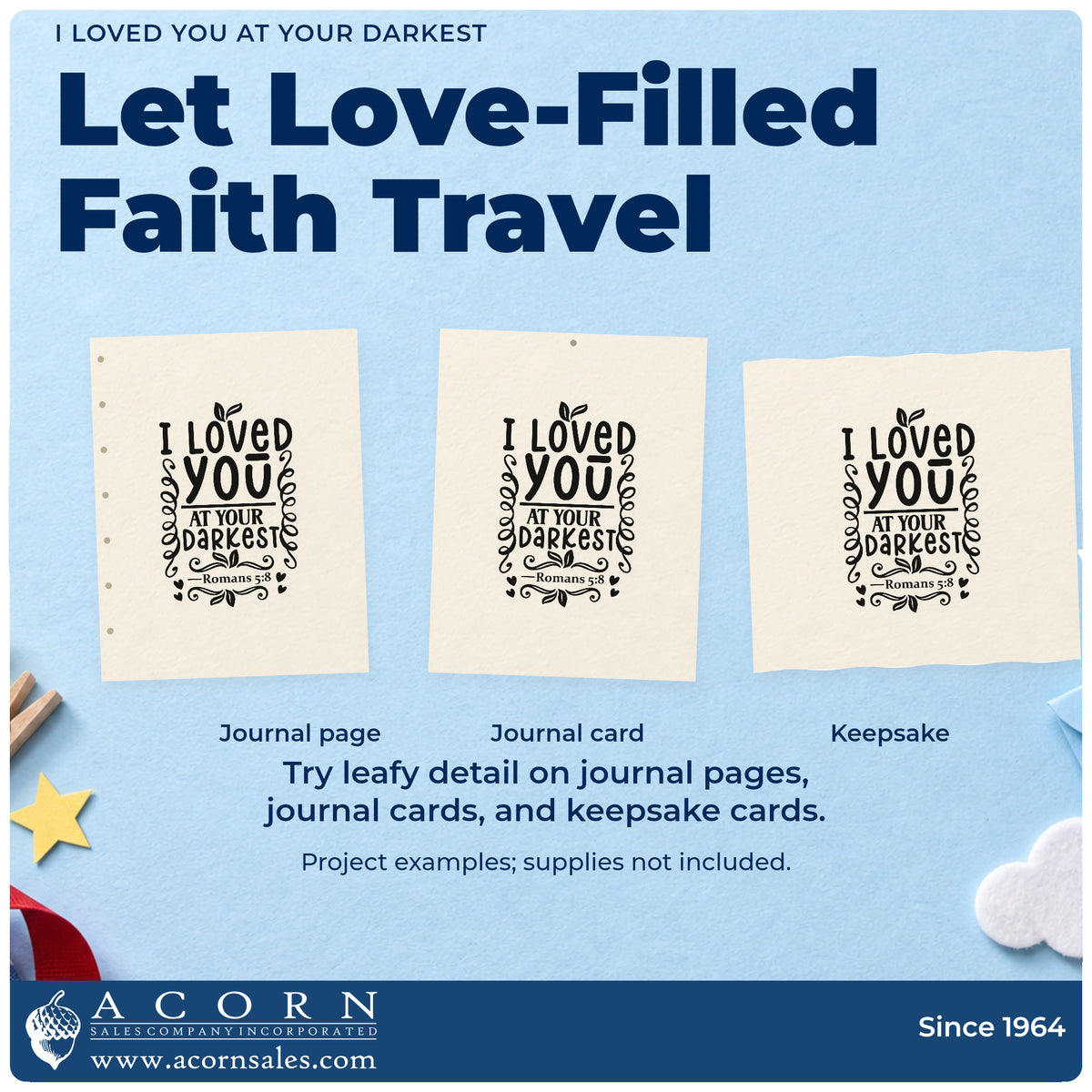 More project ideas and possibilities using the I Loved You At Your Darkest Self-Inking Craft Stamp.