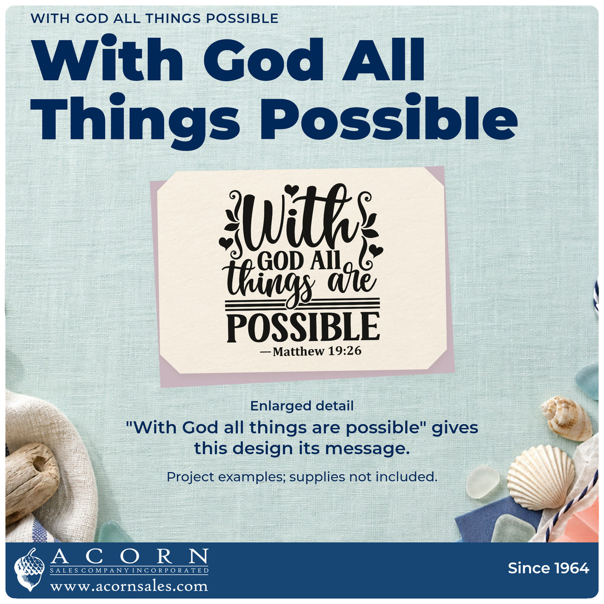 Duo Hand With God All Things Possible Rubber Stamp design shown close up for craft and DIY project inspiration.