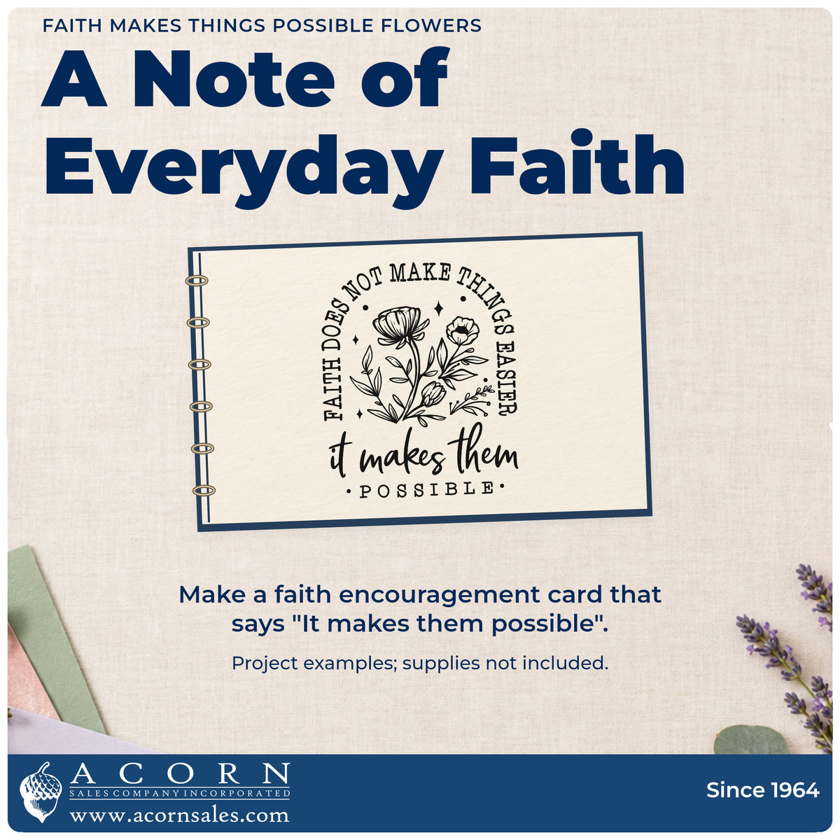 A finished handmade project stamped with the Faith Makes Things Possible With Wildflowers Stamp – Self-Inking, ideal for rehab encouragement.