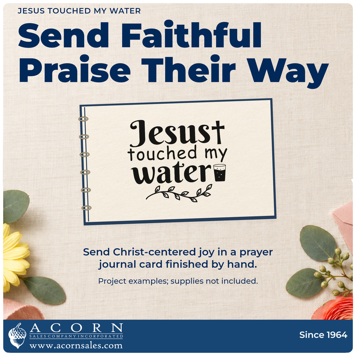 A finished handmade project stamped with the Jesus Touched My Water With Cross Rubber Stamp – Duo Hand, ideal for wine bottle tags.