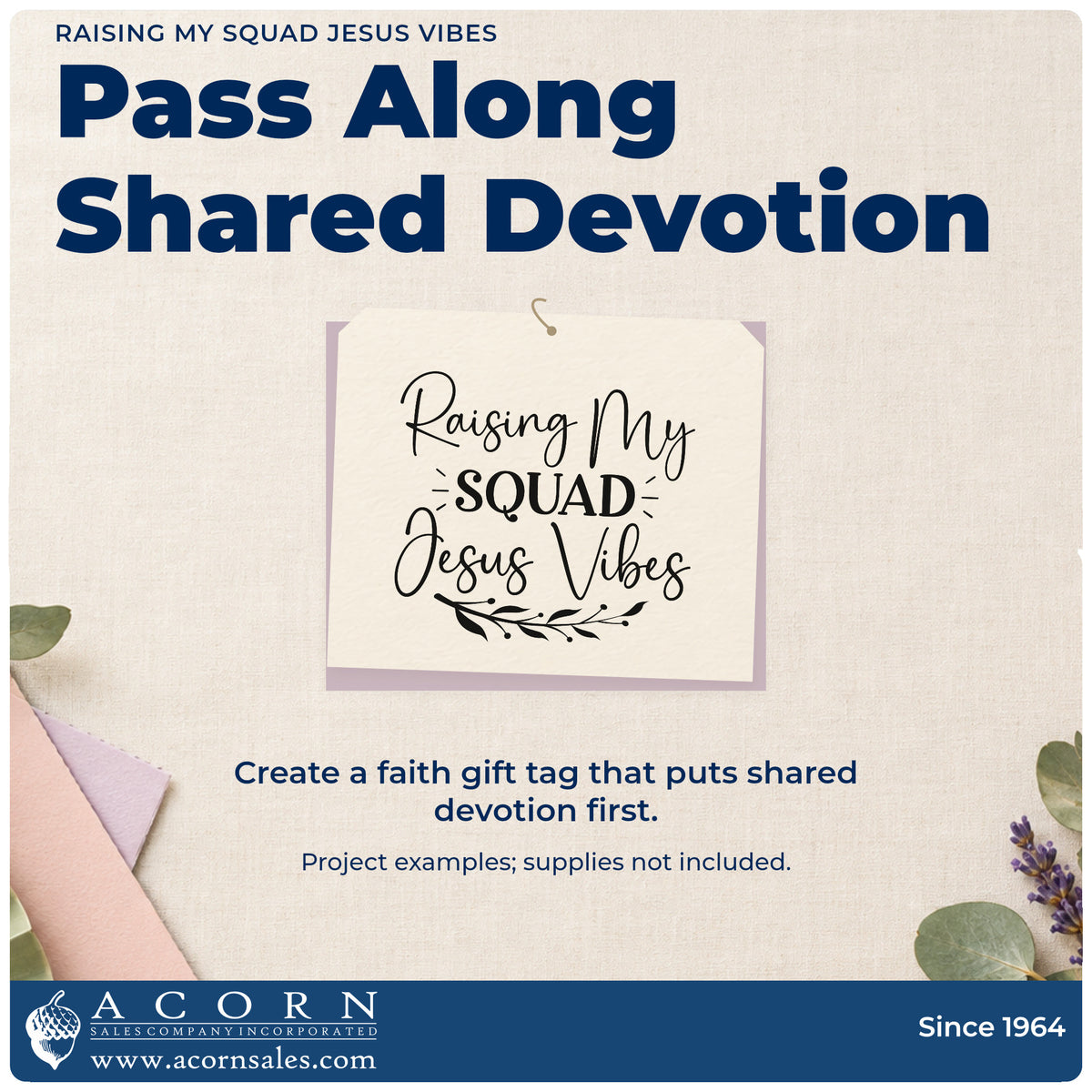 A finished handmade project stamped with the Raising My Squad Jesus Vibes Slim Pre-Inked Stamp, ideal for mother's day gifts.