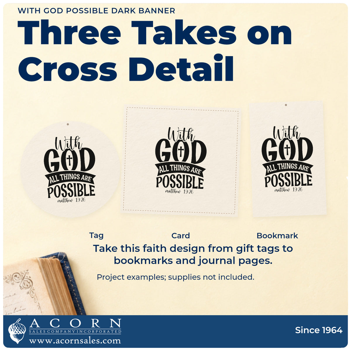 More project ideas and possibilities using the With God All Things Are Possible Solid Banner With Cross Rubber Stamp – Duo Hand.