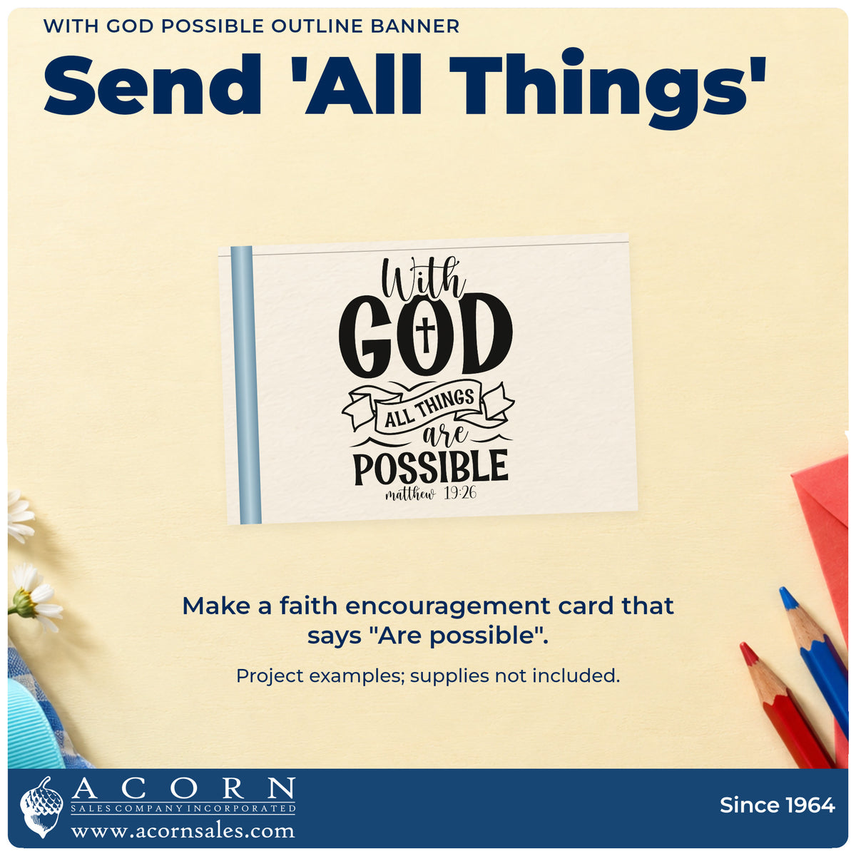 Finished handmade project created with the With God All Things Are Possible Outline Banner Self-Inking Stamp.