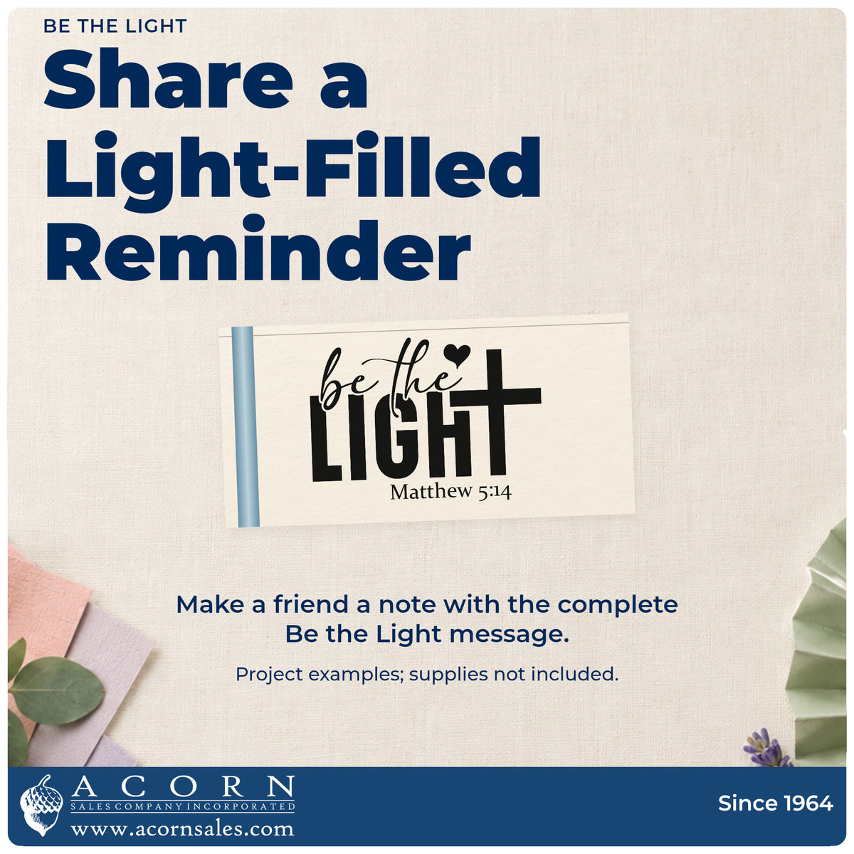 A finished handmade project stamped with the Be The Light With Cross Pre-Inked Stamp – Slim, ideal for candle favor tags.