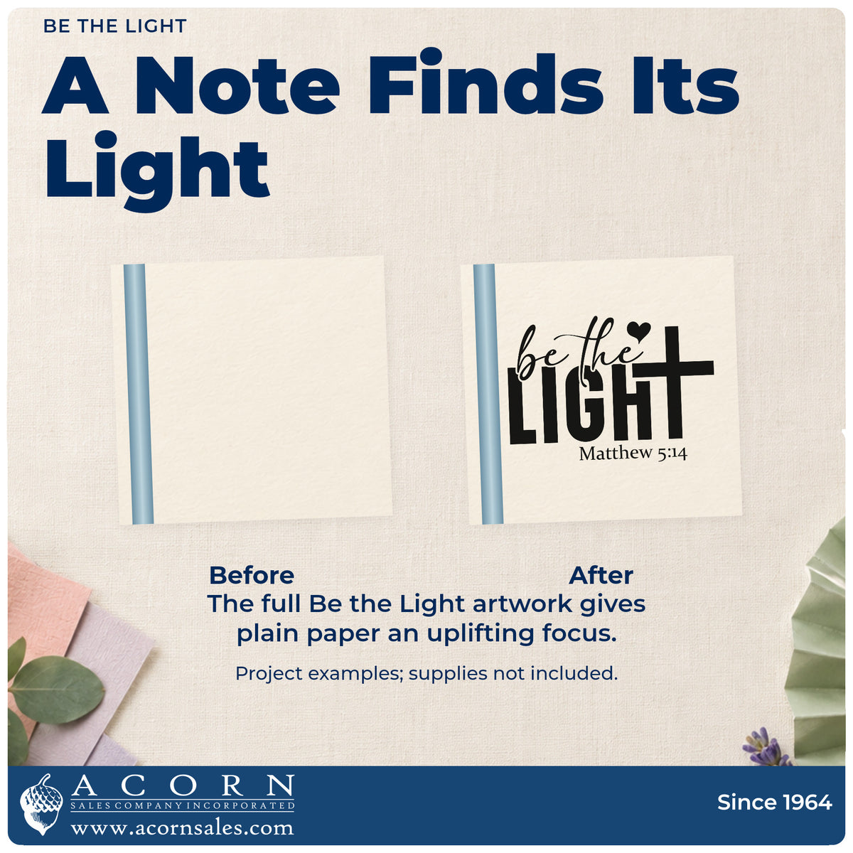 Before and after of a plain item finished with the Be The Light With Cross Pre-Inked Stamp – Slim, a quick upgrade for nurse appreciation.