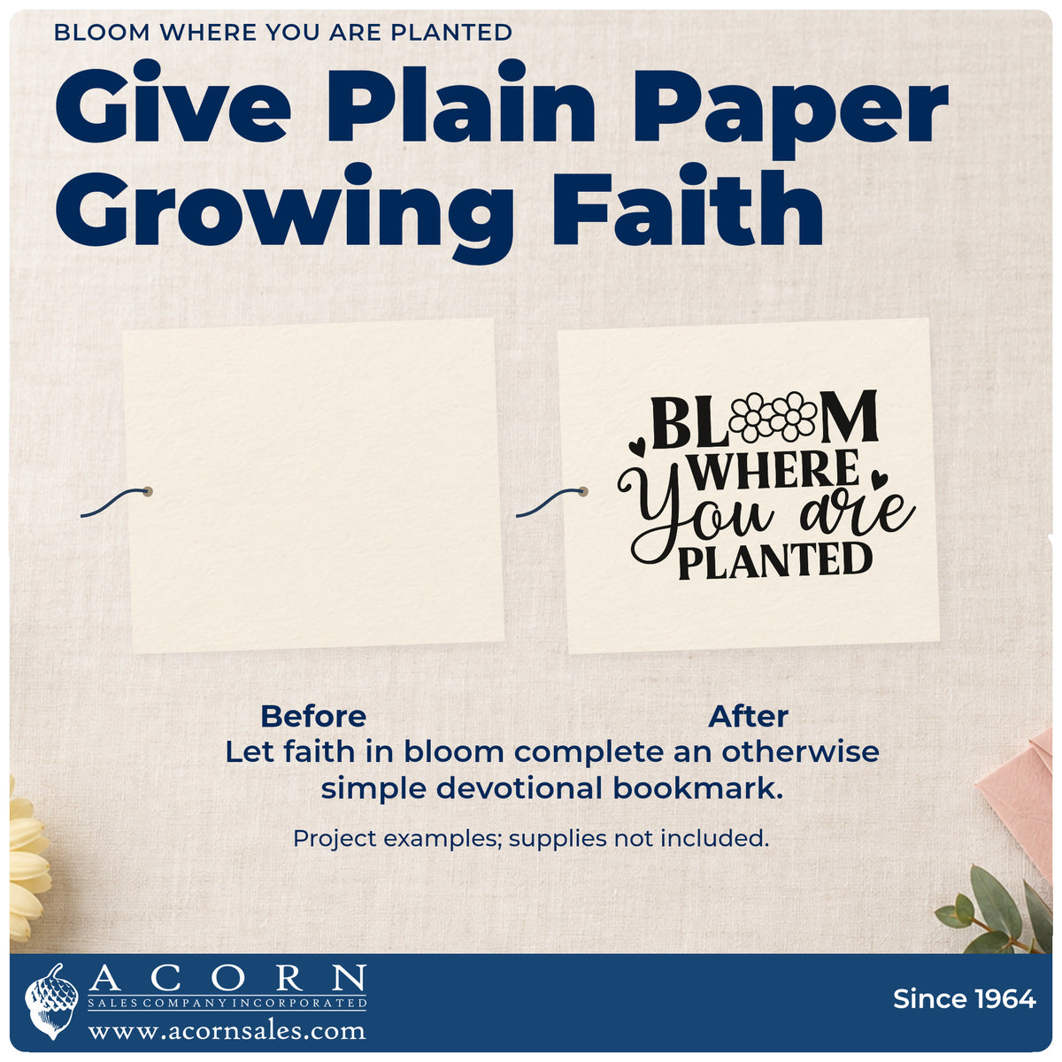 Bloom Where You Are Planted Pre-Inked Stamp – PSI adding the finishing touch to handmade gifts and packaging.