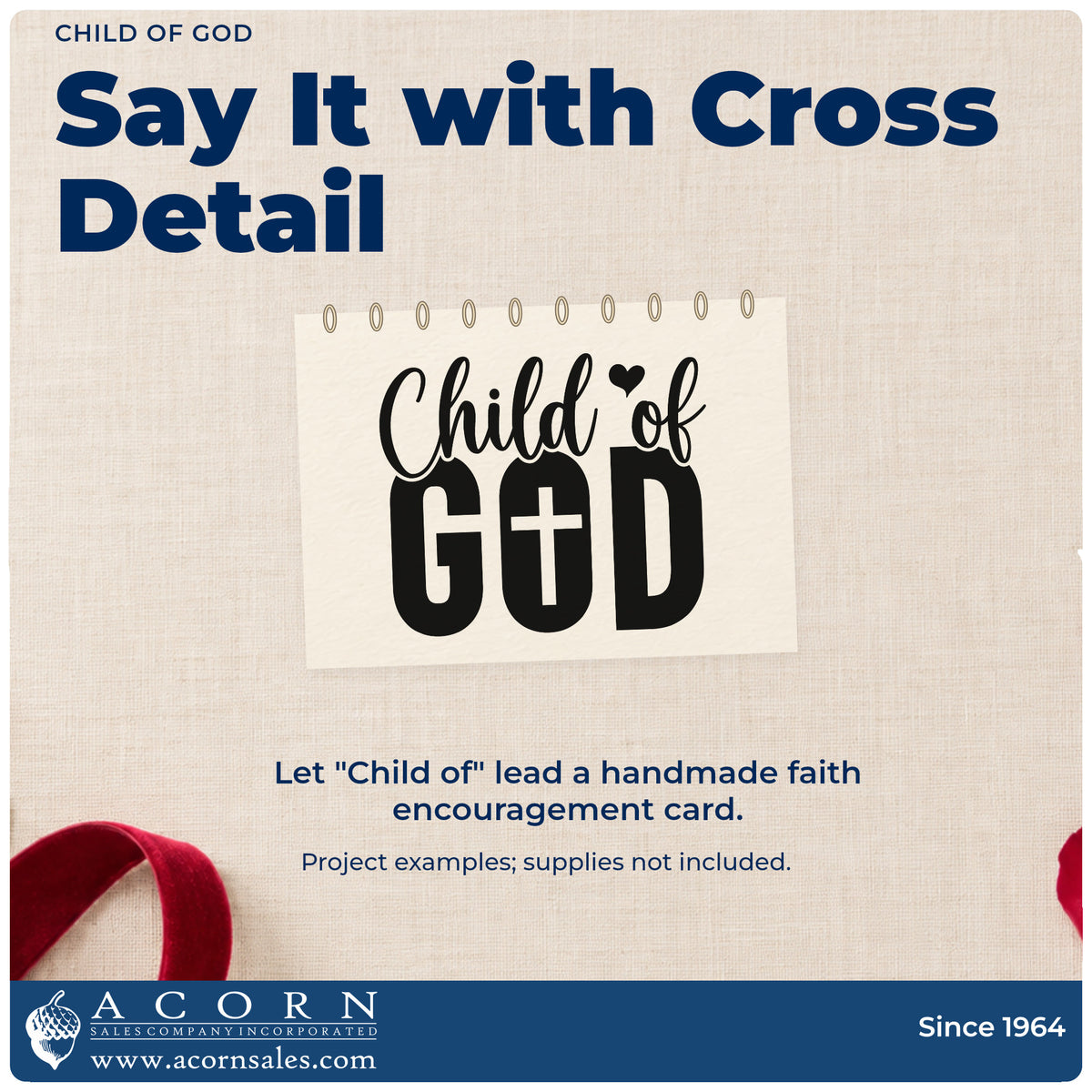 A finished handmade project stamped with the Child Of God With Cross Duo Hand Stamp, ideal for dedication invitations.
