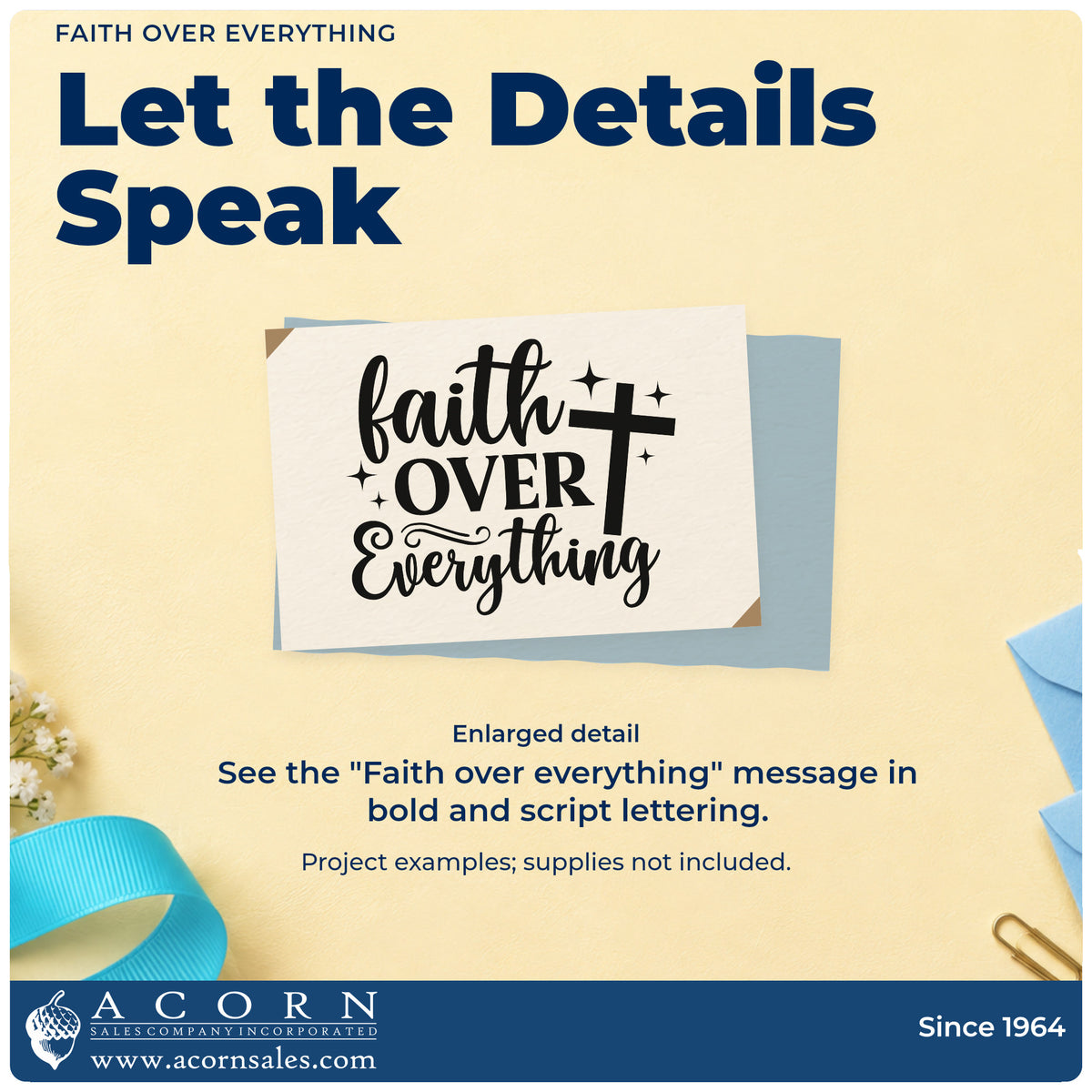 Faith Over Everything With Cross Stamp – Self-Inking design shown close up for craft and DIY project inspiration.
