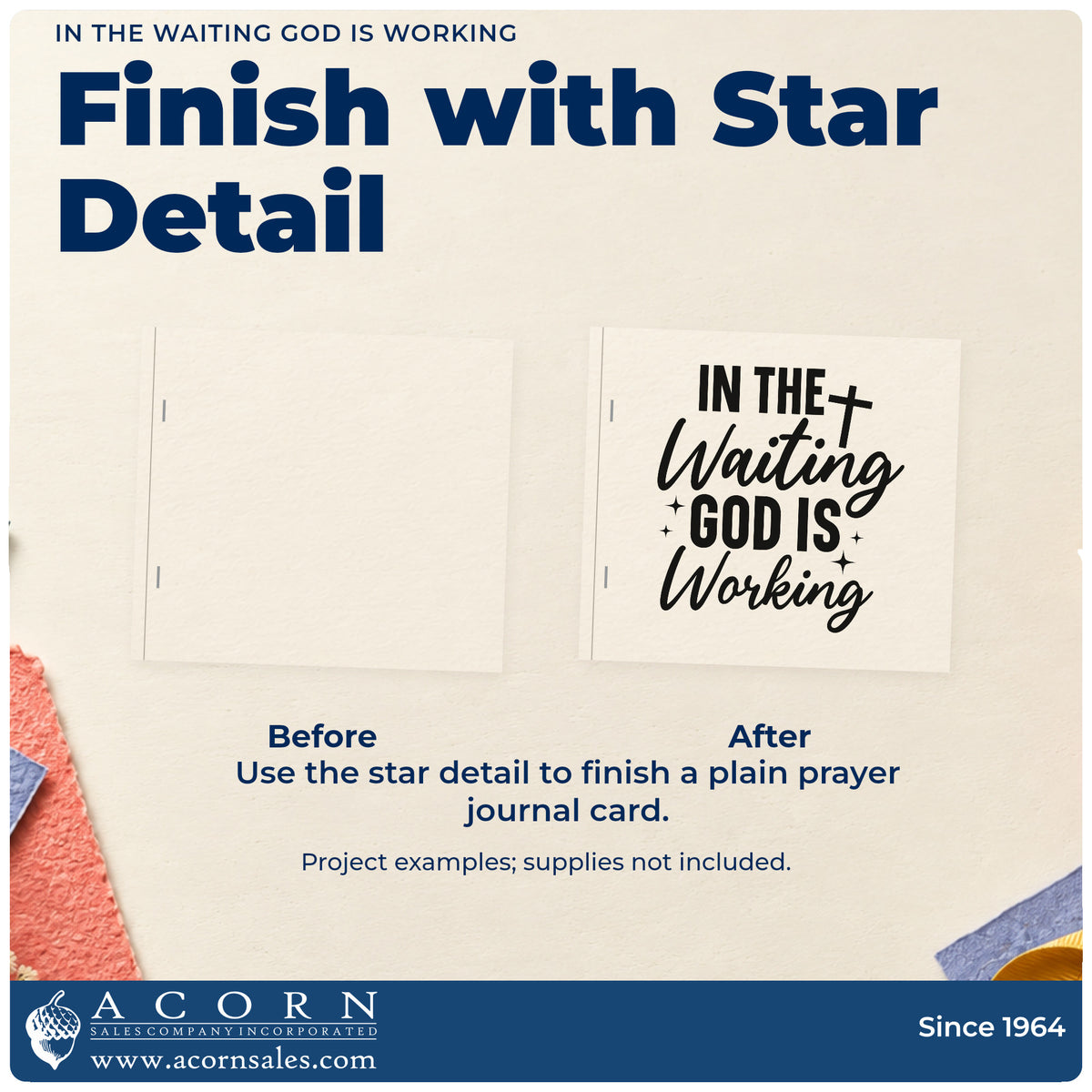 In The Waiting God Is Working With Cross PSI Pre-Inked Stamp adding the finishing touch to handmade gifts and packaging.