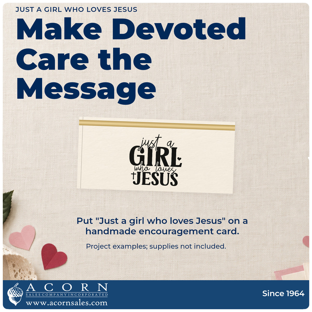 A finished handmade project stamped with the Just A Girl Who Loves Jesus Premium Wooden Stamp - Vintage Pro, ideal for tween birthday tags.