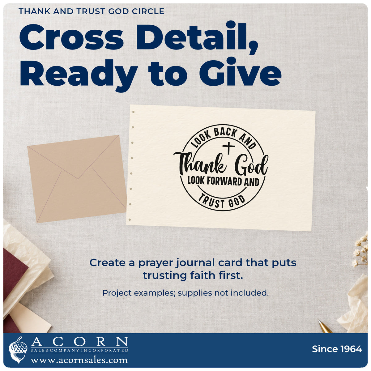 Finished handmade project created with the Thank And Trust God Circle Rubber Stamp – Wood Handle.