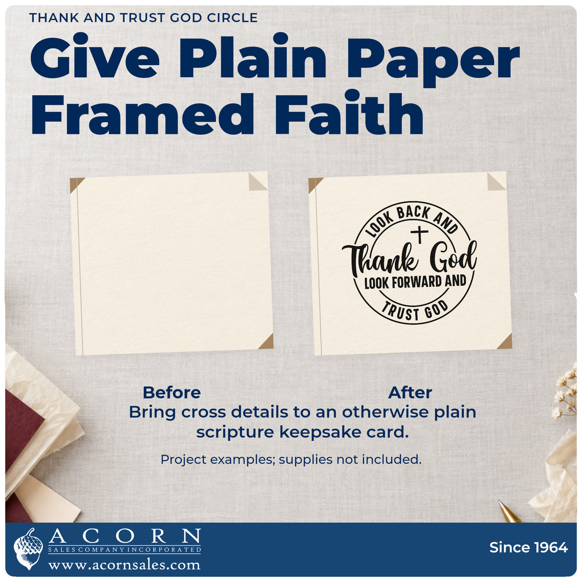 Thank And Trust God Circle Rubber Stamp – Wood Handle adding the finishing touch to handmade gifts and packaging.