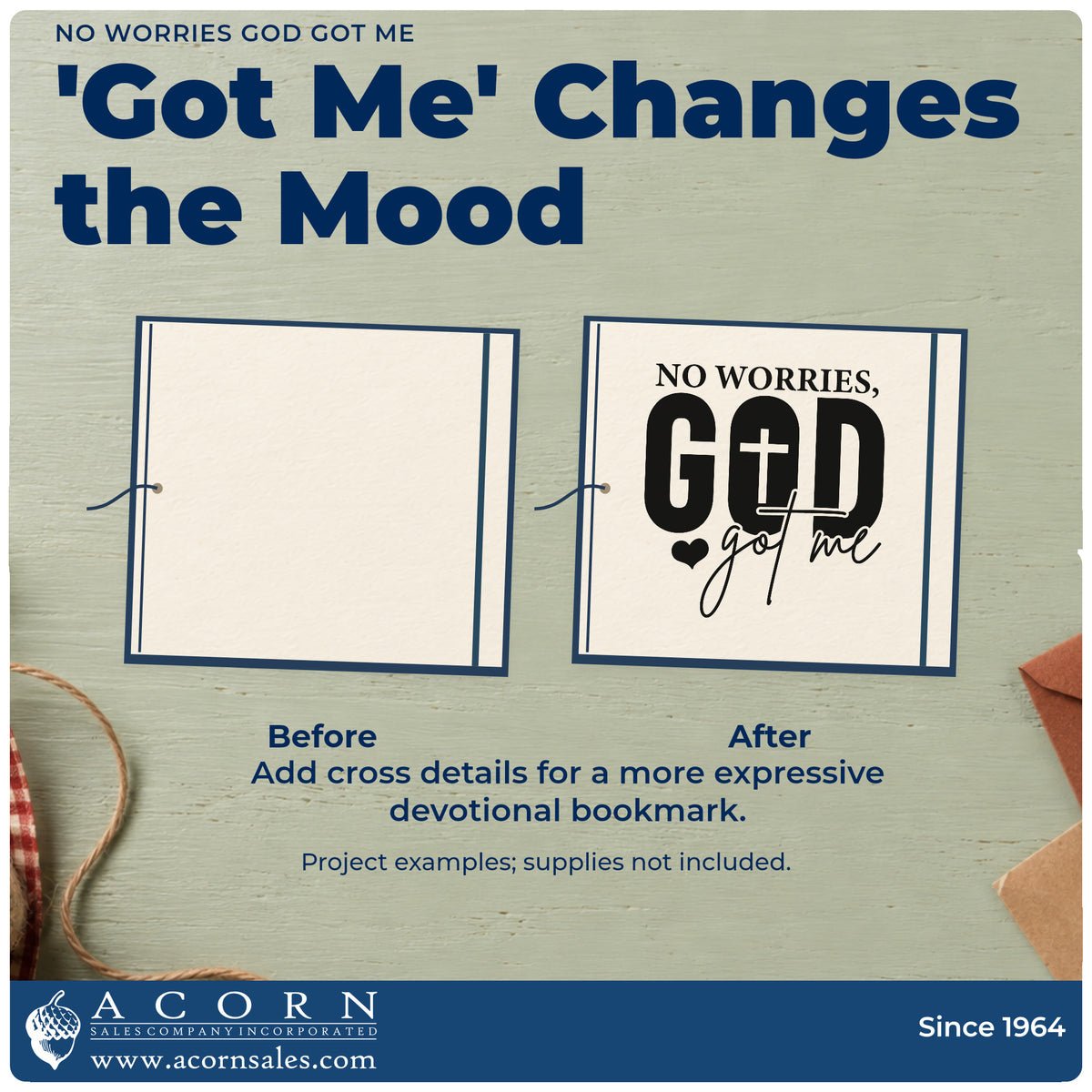 No Worries God Got Me Self-Inking Craft Stamp adding the finishing touch to handmade gifts and packaging.