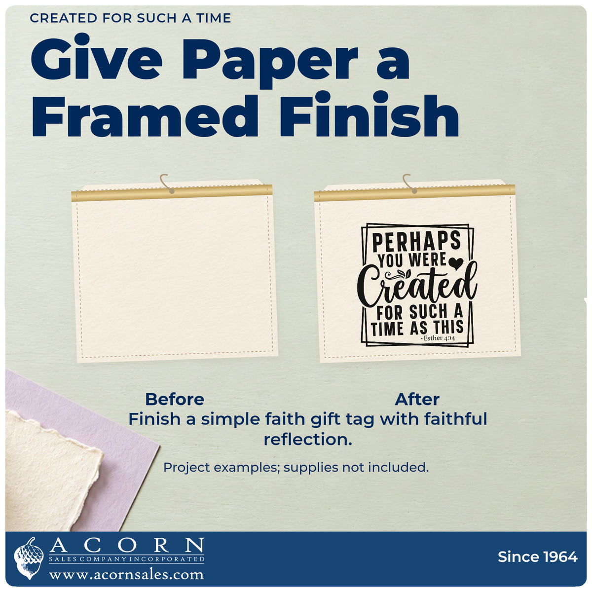 Created For Such A Time Rubber Stamp – Wood Handle adding the finishing touch to handmade gifts and packaging.