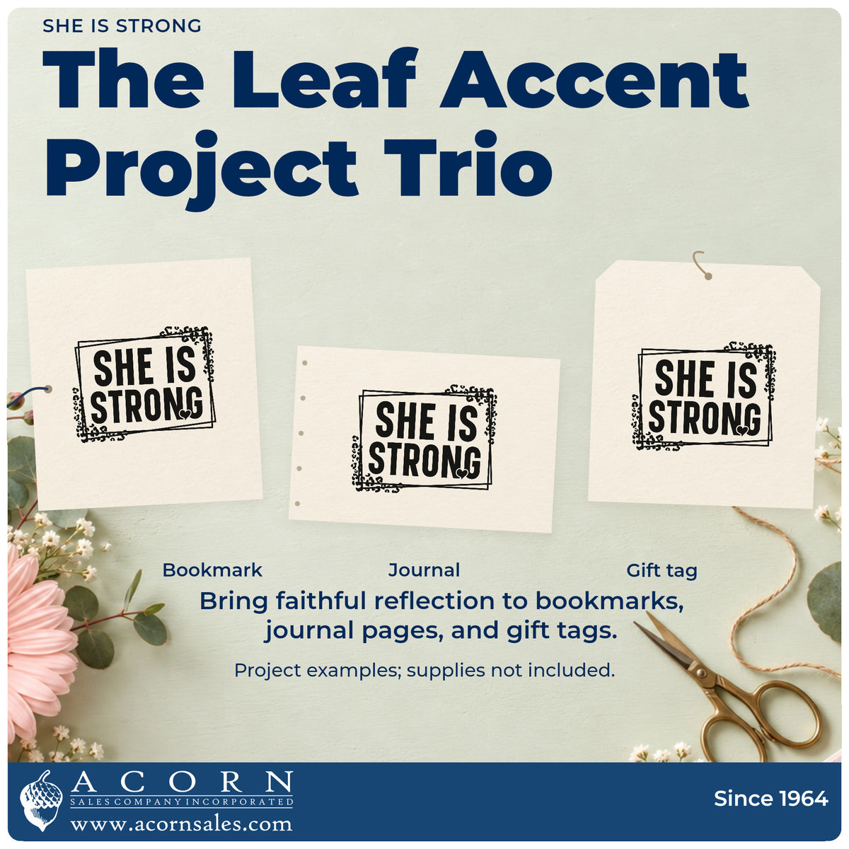 More project ideas and possibilities using the She Is Strong Leaf Accents Pre-Inked Stamp – PSI.