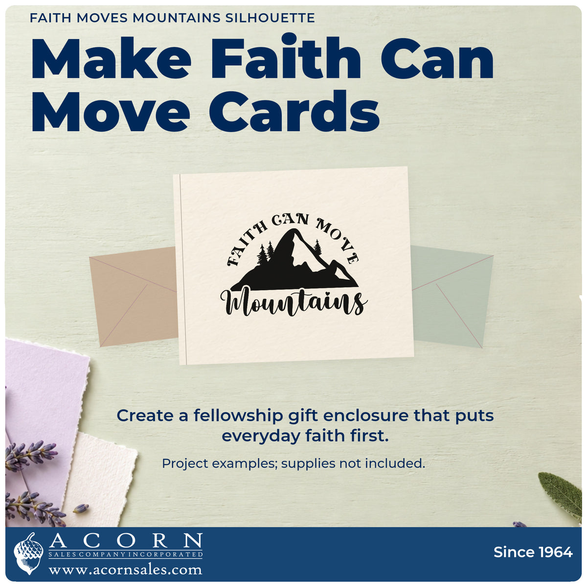 A finished handmade project stamped with the Faith Moves Mountains Silhouette Tree Motif Self-Inking Stamp, ideal for camp counselor gifts.