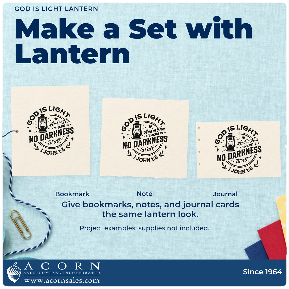 More project ideas and possibilities using the God Is Light Lantern Self-Inking Stamp.