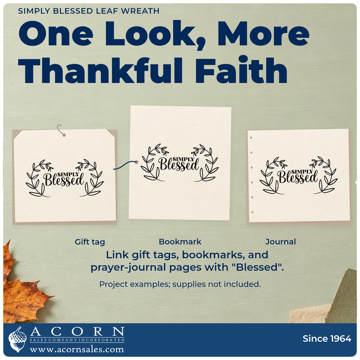 More project ideas and possibilities using the Simply Blessed Leaf Wreath Slim Pre-Inked Stamp.