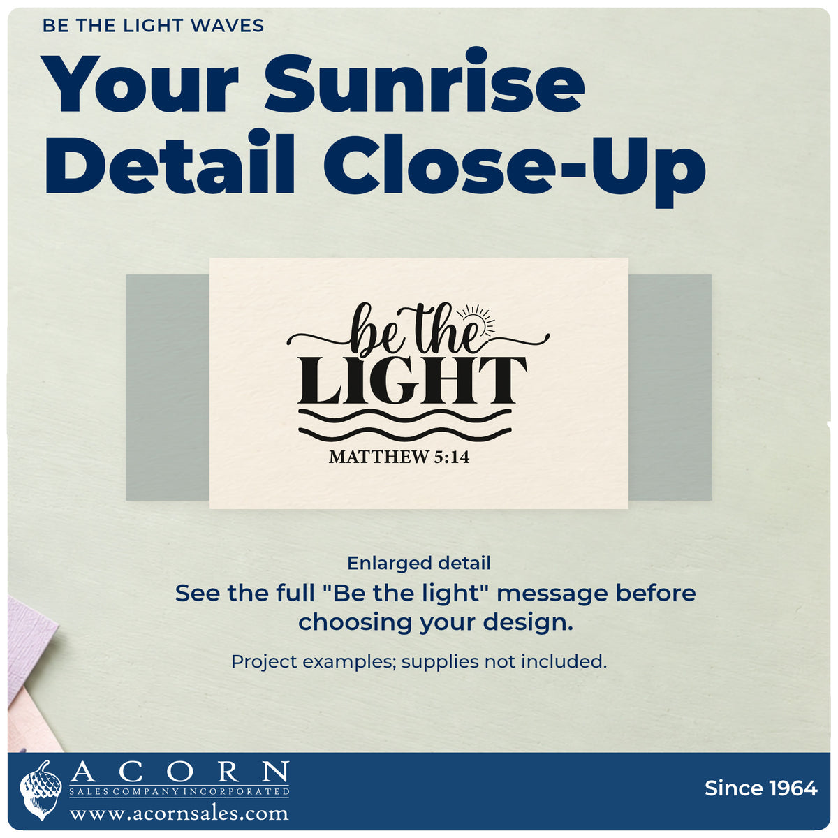 Be The Light Waves Craft Stamp – Self-Inking design shown close up for craft and DIY project inspiration.