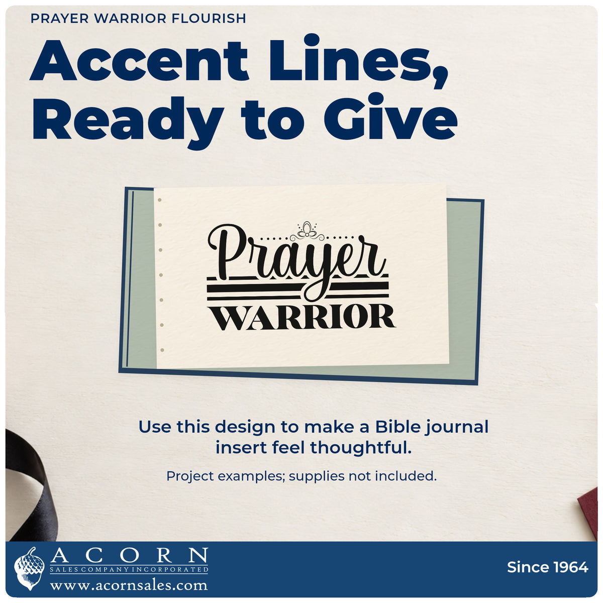 A finished handmade project stamped with the PSI Pre-Inked Prayer Warrior Flourished Lettering Stamp, ideal for prayer team tees.