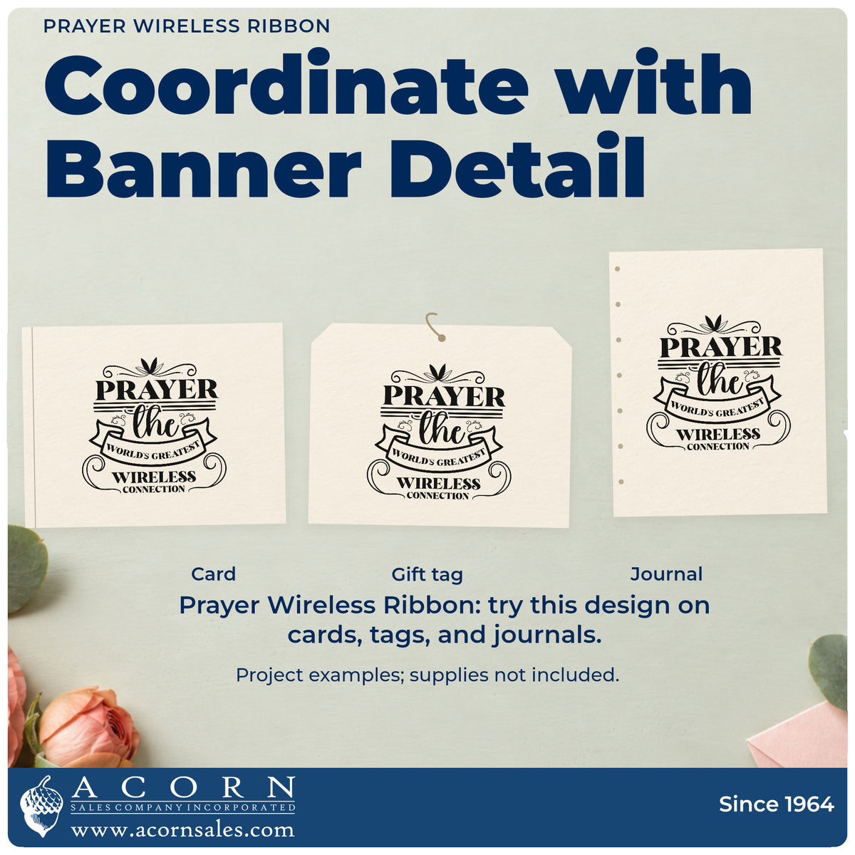 Three project examples made with the Prayer Wireless Ribbon Lettering Flourish PSI Pre-Inked Stamp, including unplugged retreat pages.