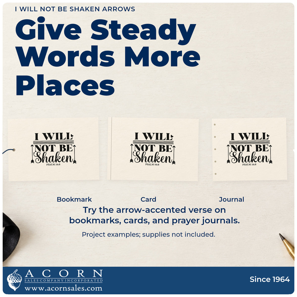 Three project examples made with the I Will Not Be Shaken Arrows Slim Pre-Inked Stamp, including storm season pages.