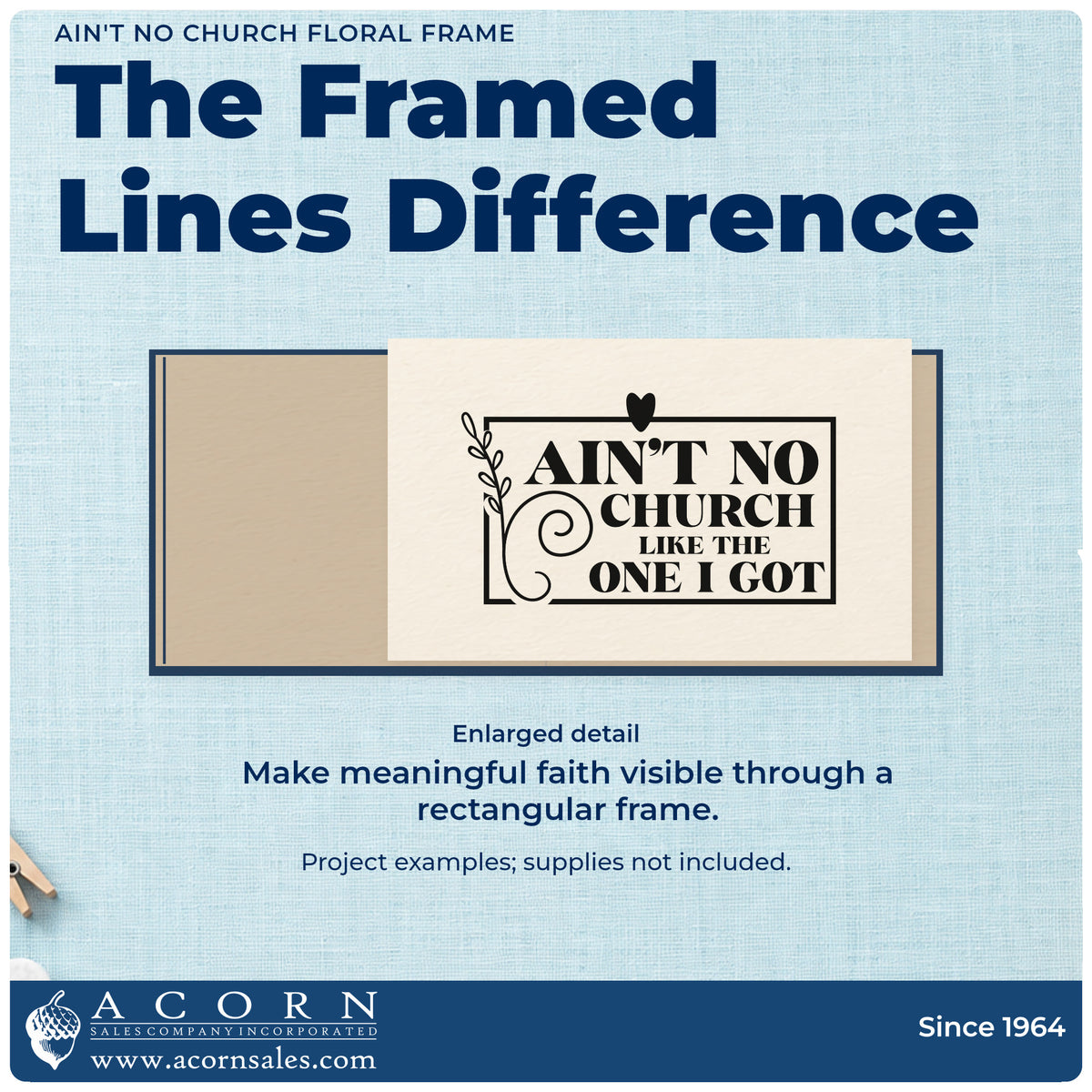 Ain't No Church Leafy Frame Stamp – PSI Pre-Inked design shown close up for craft and DIY project inspiration.