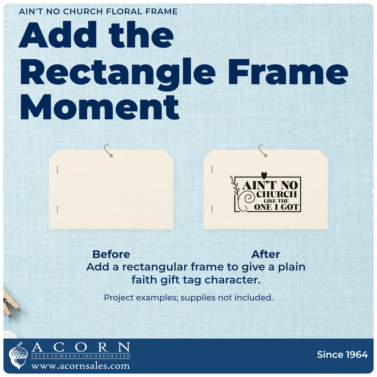 Ain't No Church Leafy Frame Stamp – PSI Pre-Inked adding the finishing touch to handmade gifts and packaging.