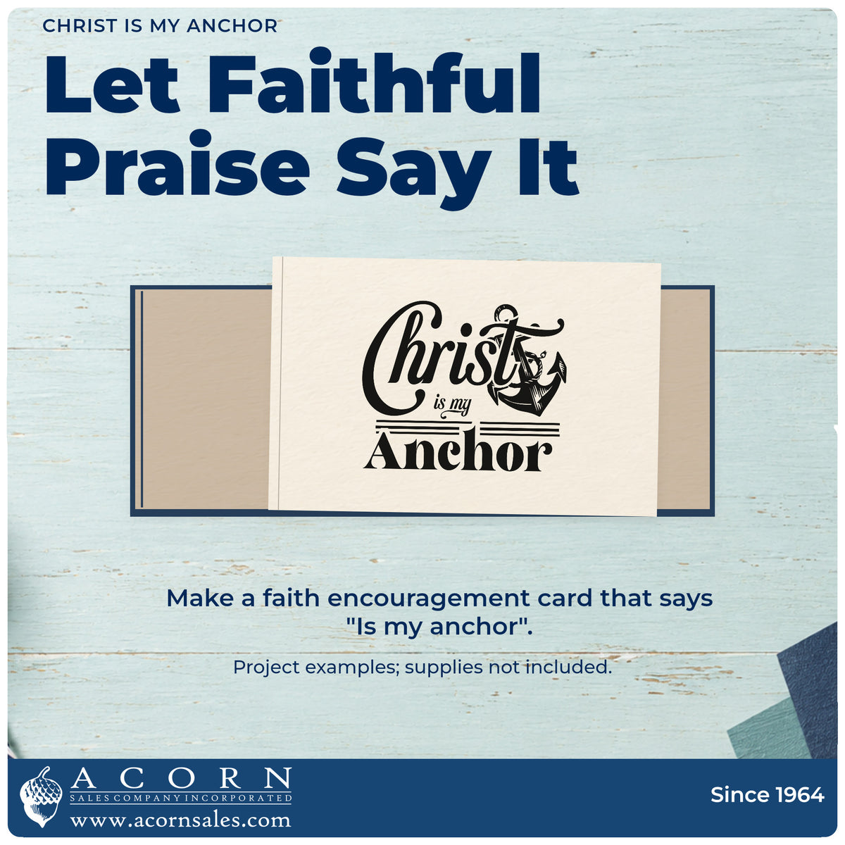 Finished handmade project created with the Christ Is My Anchor Script Lettering Rubber Stamp – Wood Handle.